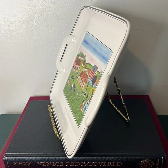 Villeroy & Boch Laplau Naif Folk Art Amish Square Porcelain Handled Cake Plate - Picture 2 of 7